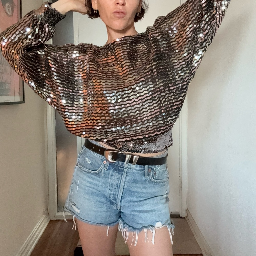 Glamorous Sequin Batwing Blouse - image 1